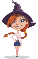 Beautiful Witch Girl Cartoon Vector Character